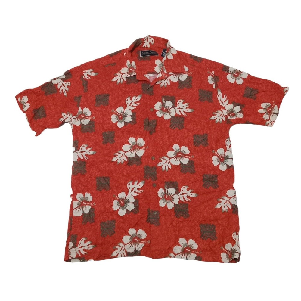 Ocean Pacific Men's Medium Hawaiian Shirt‎ Floral Button Up Short Sleeve